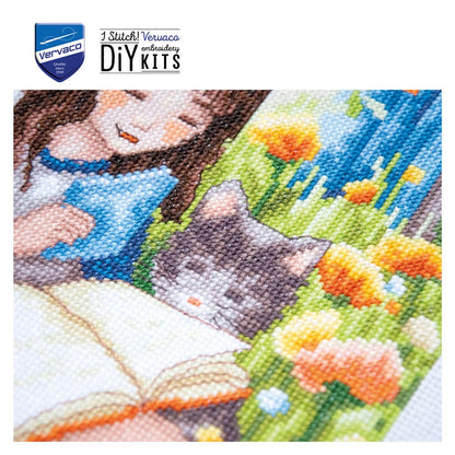 Vervaco | Telpakket kit Ontspannen in de tuin Aida | ca. 23 x 25 cm