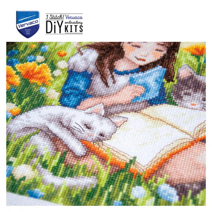 Vervaco | Telpakket kit Ontspannen in de tuin Aida | ca. 23 x 25 cm
