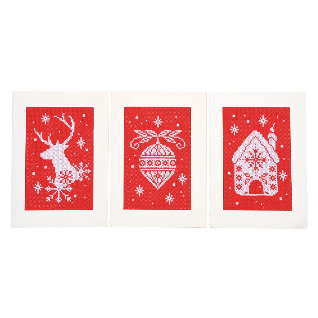 Vervaco | Wenskaart kit Kerst set van 3 | ca. 10,5 x 15 cm