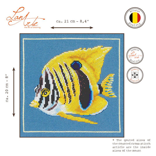 LanArte | Borduurpakket Gele zebravis | Katoen | 21 x 20 cm