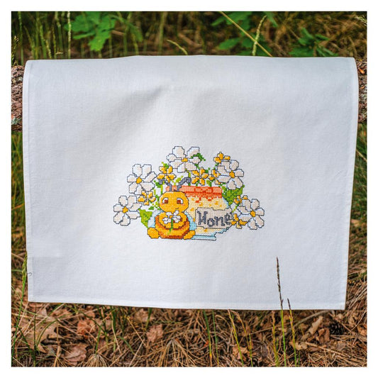 Vervaco | Handdoek kit Happy Bee | ca. 46 x 71 cm