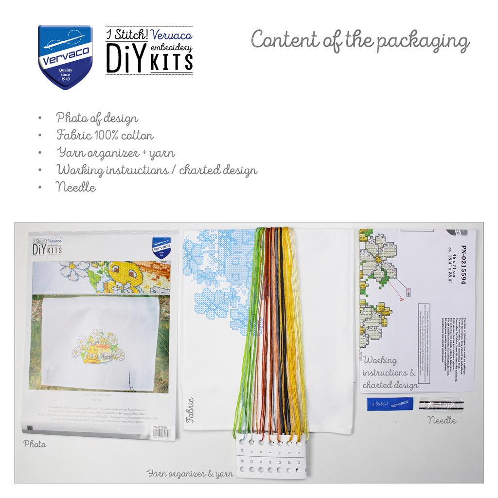 Vervaco | Handdoek kit Happy Bee | ca. 46 x 71 cm