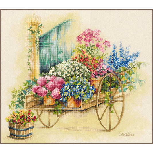 LanArte | Telpakket kit Floral cart | ca. 43 x 37 cm