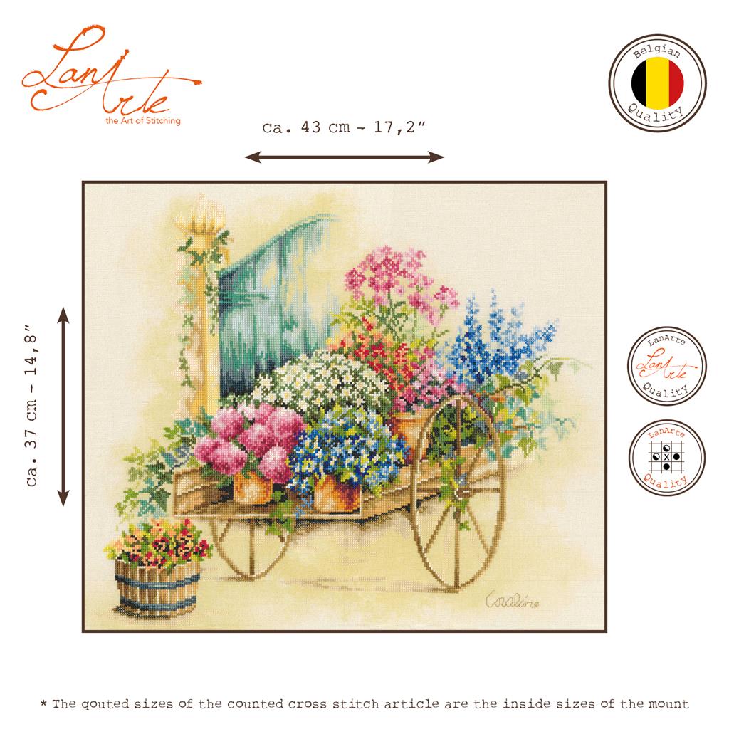LanArte | Telpakket kit Floral cart | ca. 43 x 37 cm