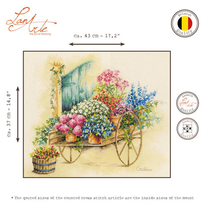 LanArte | Telpakket kit Floral cart | ca. 43 x 37 cm