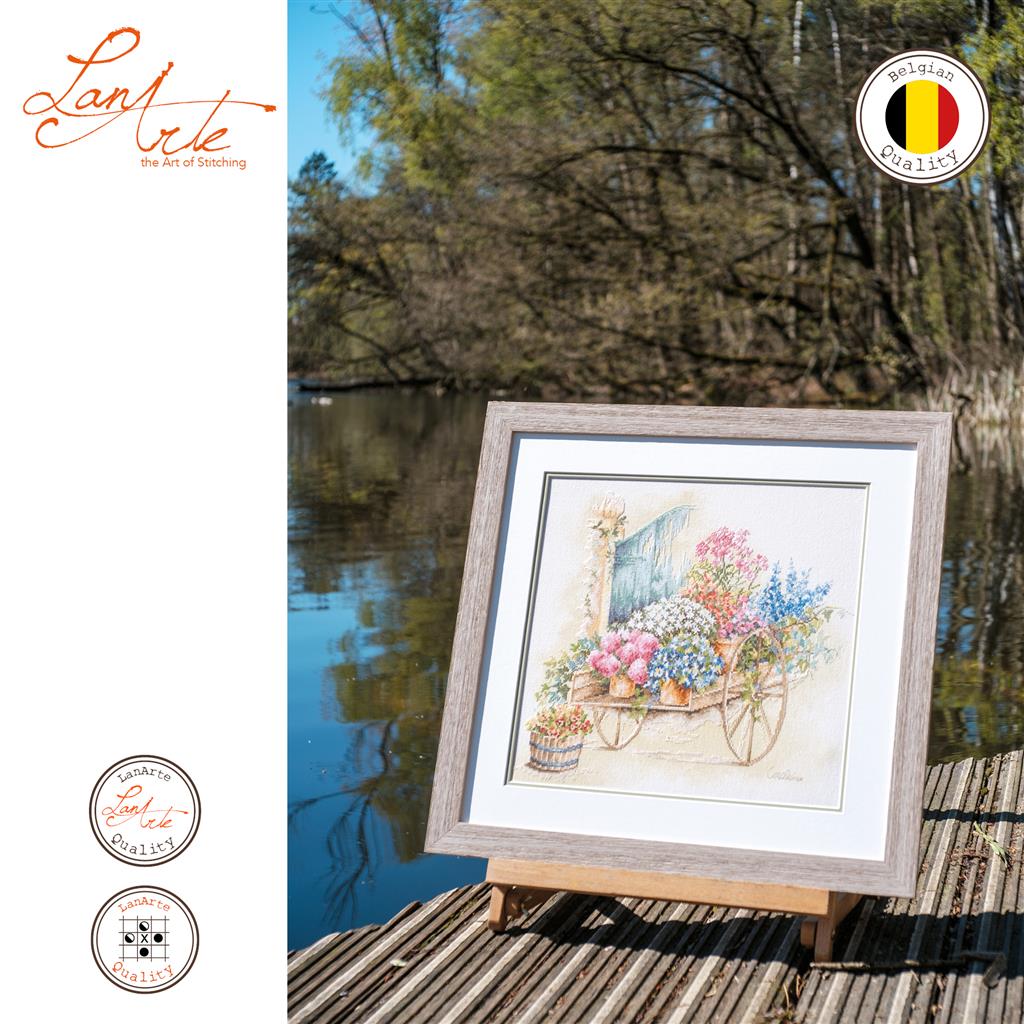LanArte | Telpakket kit Floral cart | ca. 43 x 37 cm