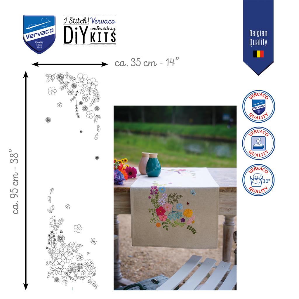 Vervaco | Loper kit Vrolijke lente | ca. 35 x 95 cm
