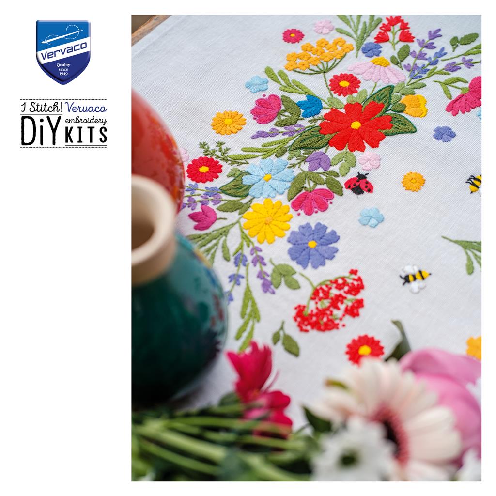 Vervaco | Loper kit Kleurrijke wereld van bloemen | ca. 35 x 95 cm