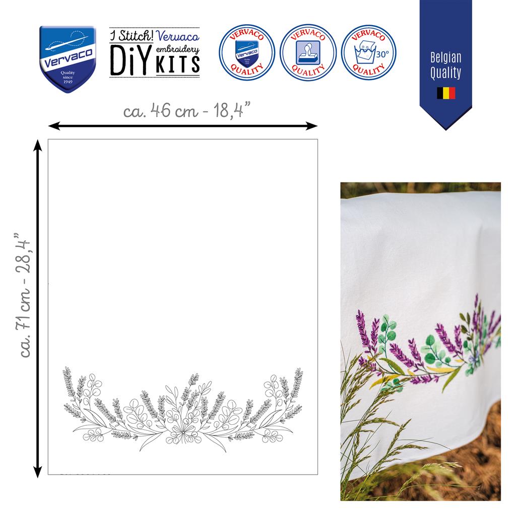 Vervaco | Handdoek kit Lavendel | ca. 46 x 71 cm