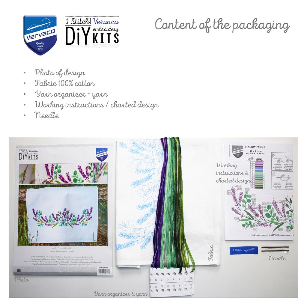 Vervaco | Handdoek kit Lavendel | ca. 46 x 71 cm