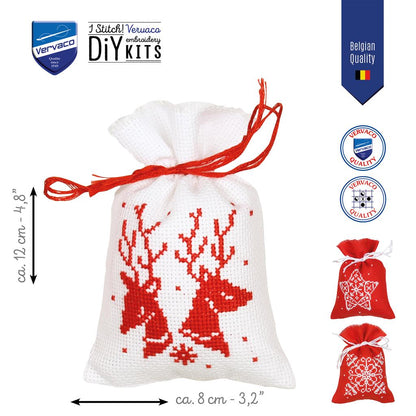 Vervaco | Kruidenzakje kit Kerst set van 3 | ca. 8 x 12 cm