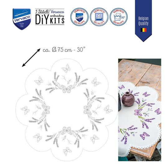 Vervaco | Vorm tafelkleed kit Lavendel | ca. 75 x 75 cm