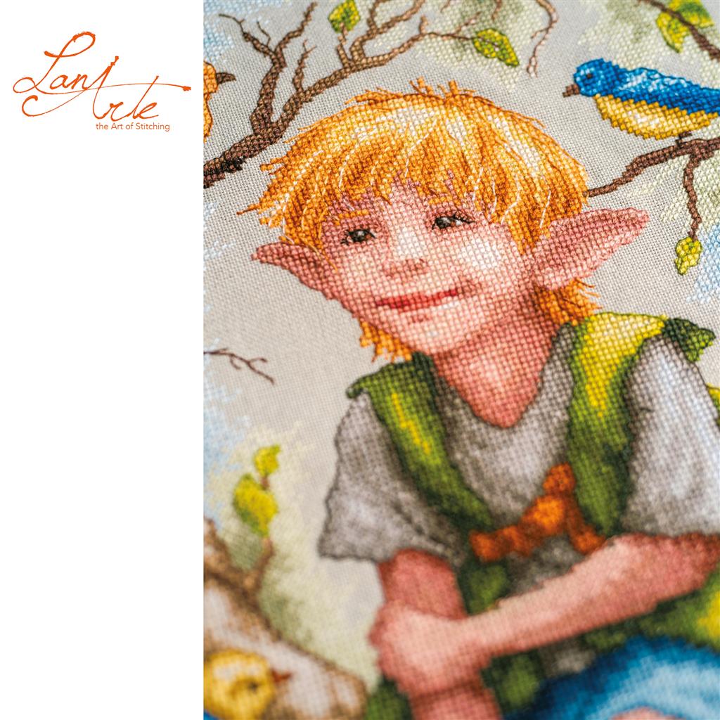 LanArte | Telpakket kit Chatter among the leaves | ca. 22 x 38 cm