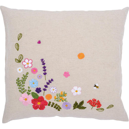 Vervaco | Kussen kit Kleurrijke wereld van bloemen | ca. 40 x 40 cm