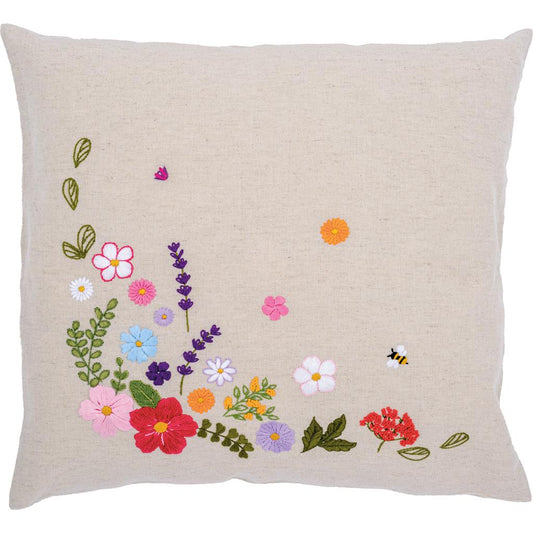 Vervaco | Kussen kit Kleurrijke wereld van bloemen | ca. 40 x 40 cm