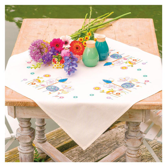 Vervaco | Tafelkleed kit Stylish Florals | ca. 72 x 72 cm
