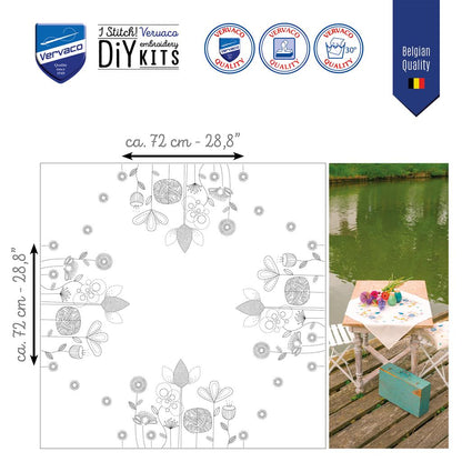 Vervaco | Tafelkleed kit Stylish Florals | ca. 72 x 72 cm