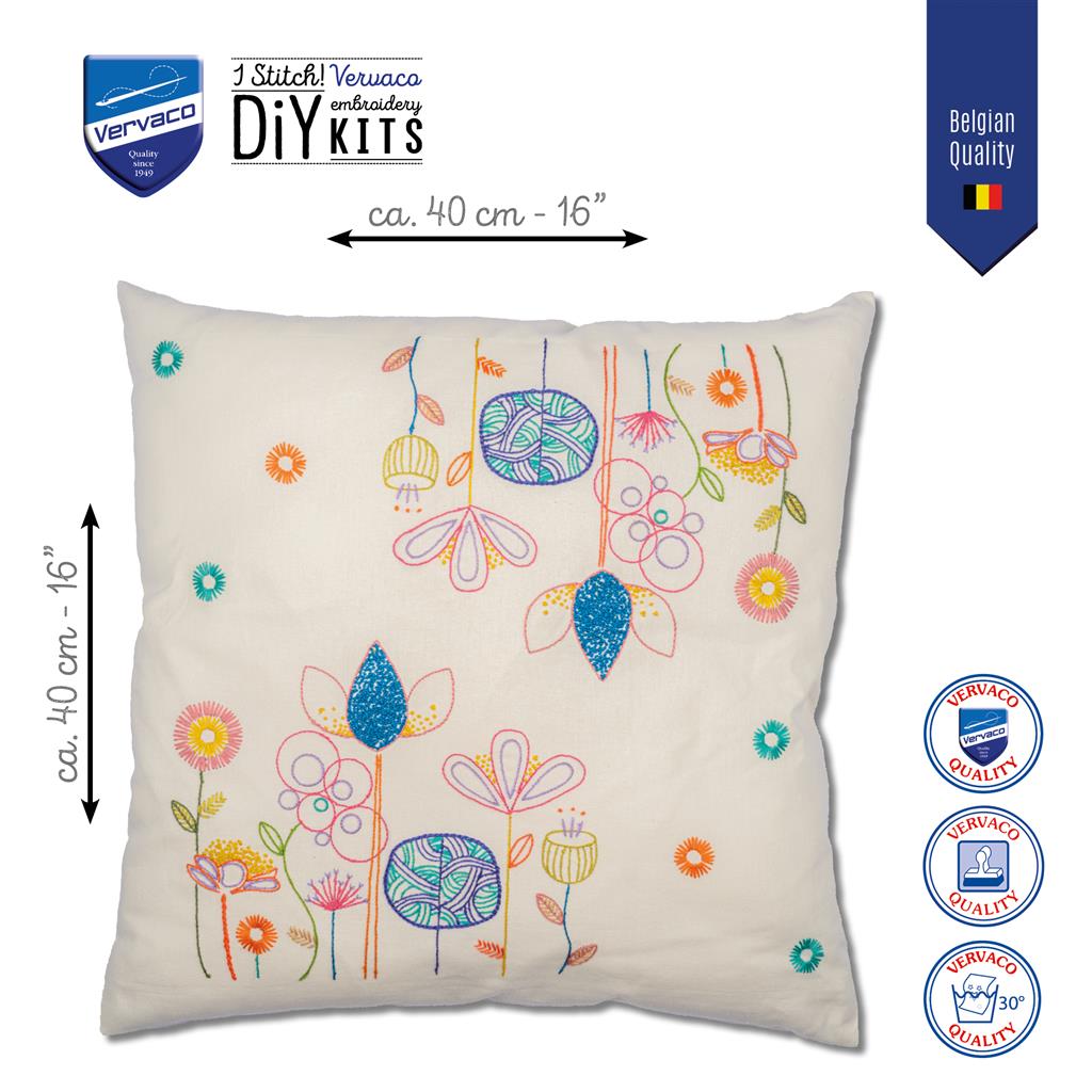 Vervaco | Kussen kit Stylish Florals | ca. 40 x 40 cm