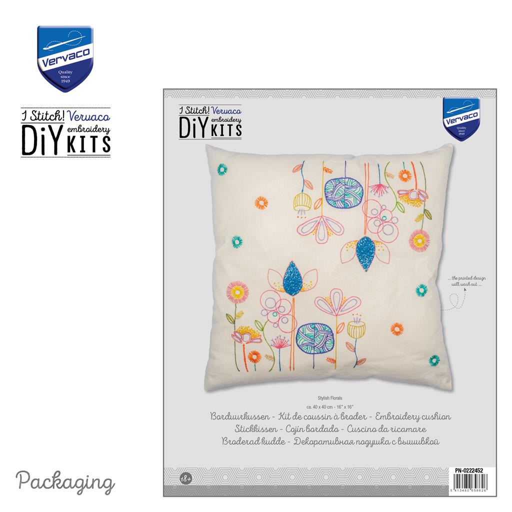 Vervaco | Kussen kit Stylish Florals | ca. 40 x 40 cm