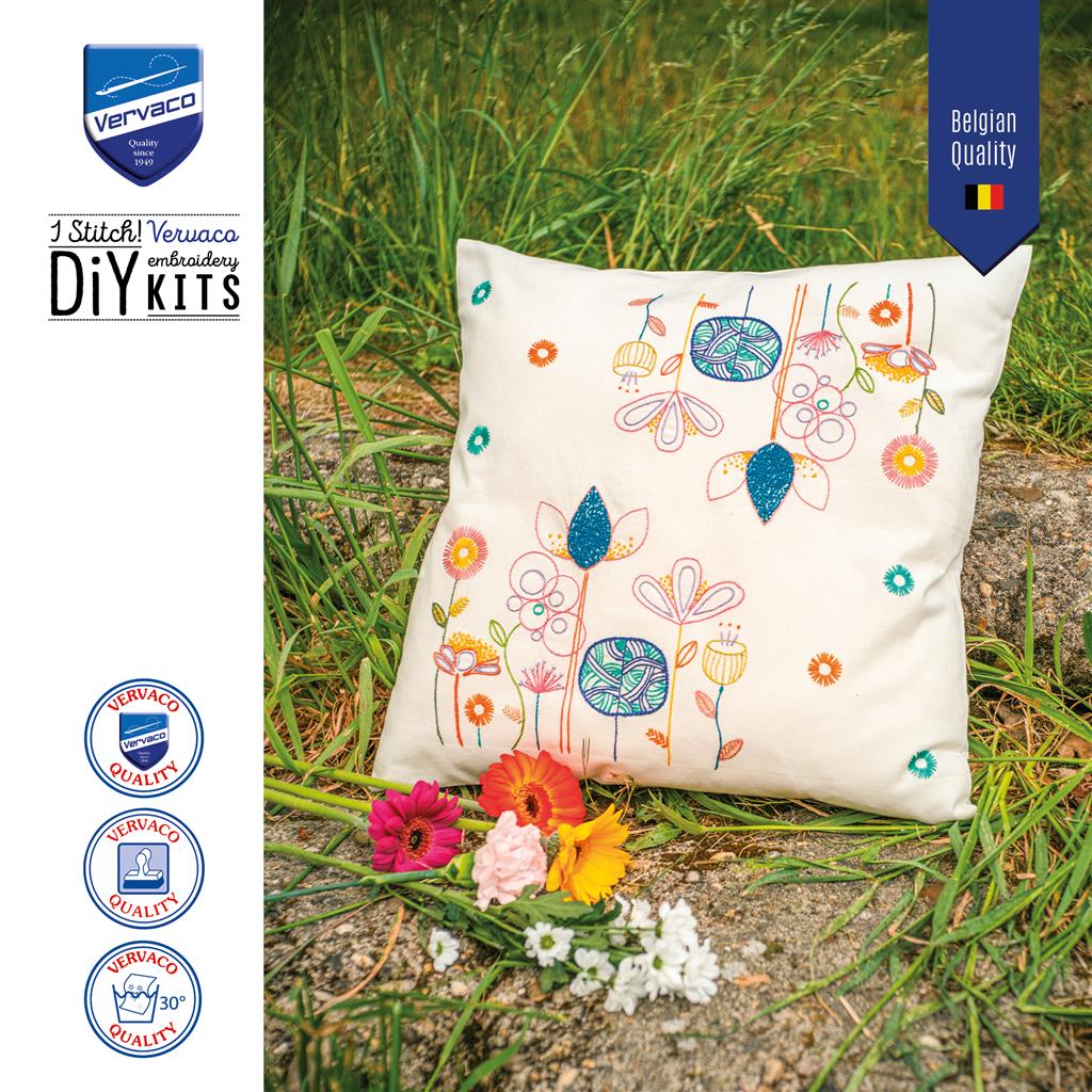 Vervaco | Kussen kit Stylish Florals | ca. 40 x 40 cm
