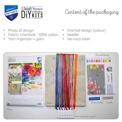 Vervaco | Tafelkleed kit Meadow Flowers | ca. 72 x 72 cm