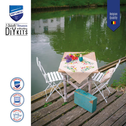 Vervaco | Tafelkleed kit Meadow Flowers | ca. 72 x 72 cm