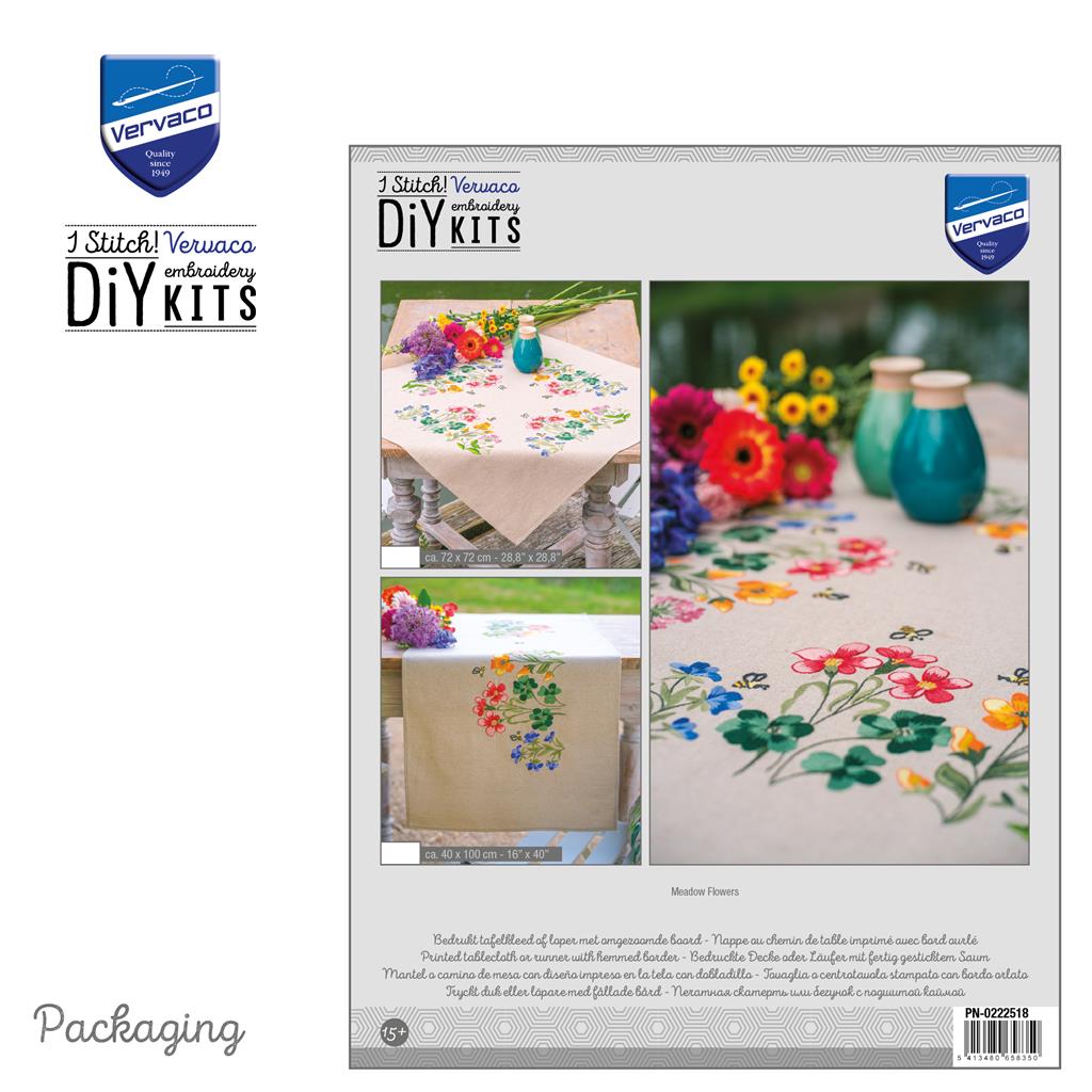 Vervaco | Loper kit Meadow Flowers | ca. 40 x 100 cm
