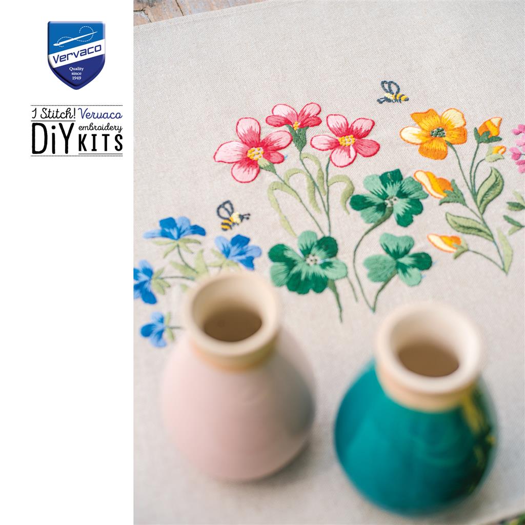 Vervaco | Loper kit Meadow Flowers | ca. 40 x 100 cm