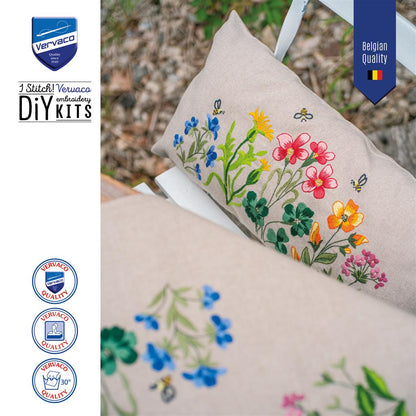 Vervaco | Kussen kit Meadow Flowers | ca. 50 x 25 cm