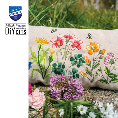Vervaco | Kussen kit Meadow Flowers | ca. 50 x 25 cm