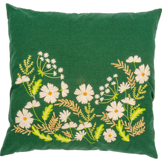 Vervaco | Kussen kit Witte bloemen | ca. 40 x 40 cm