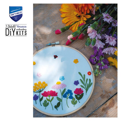 Vervaco | Borduur kit met borduurring Summer Flowers | ca. 18 x 18 cm