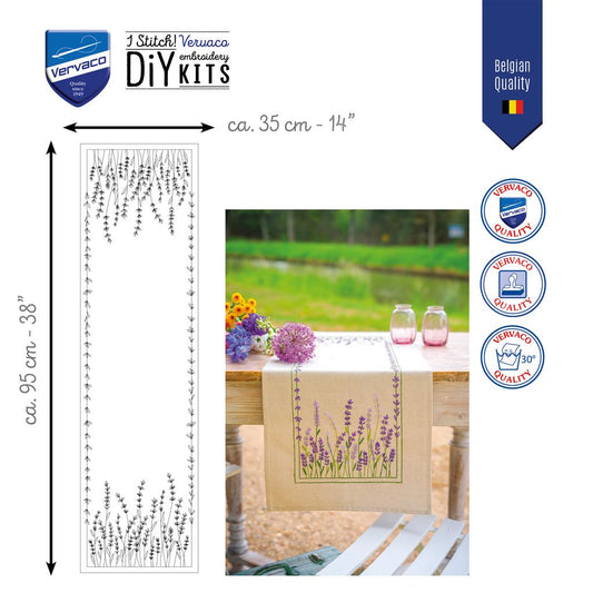 Vervaco | Loper kit Lavendel | ca. 35 x 95 cm