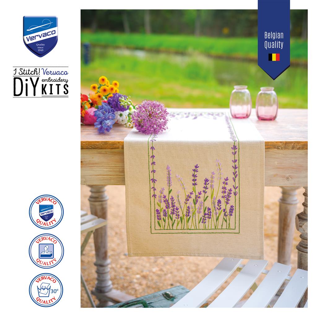 Vervaco | Loper kit Lavendel | ca. 35 x 95 cm