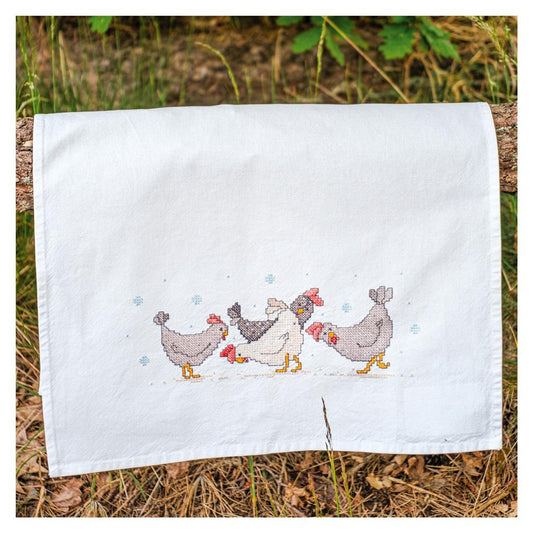 Vervaco | Handdoek kit Kippen | ca. 46 x 71 cm