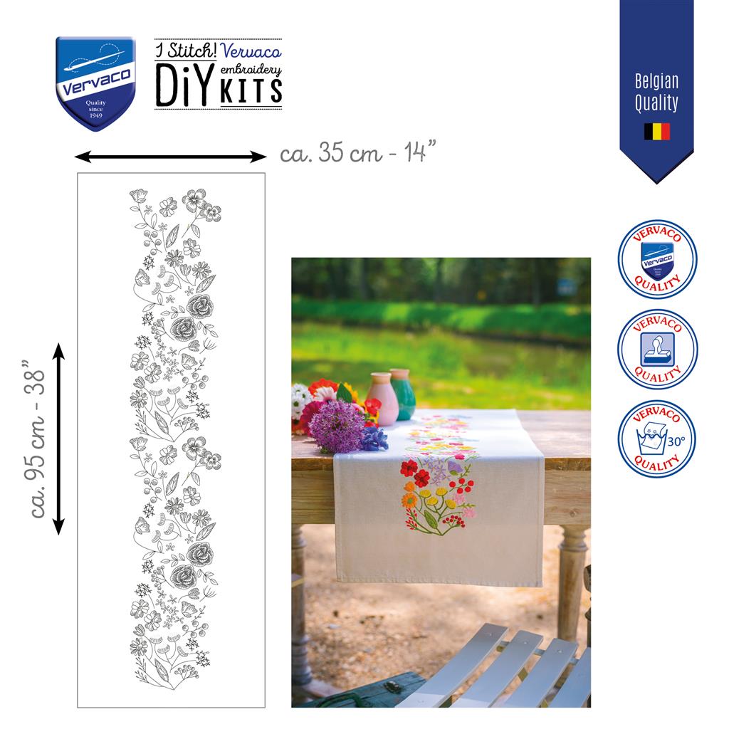 Vervaco | Loper kit Bloemen symfonie | ca. 35 x 95 cm