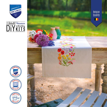 Vervaco | Loper kit Bloemen symfonie | ca. 35 x 95 cm