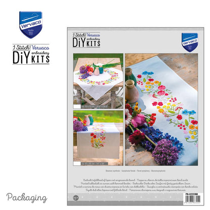 Vervaco | Tafelkleed kit Bloemen symfonie | ca. 72 x 72 cm