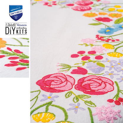 Vervaco | Tafelkleed kit Bloemen symfonie | ca. 72 x 72 cm