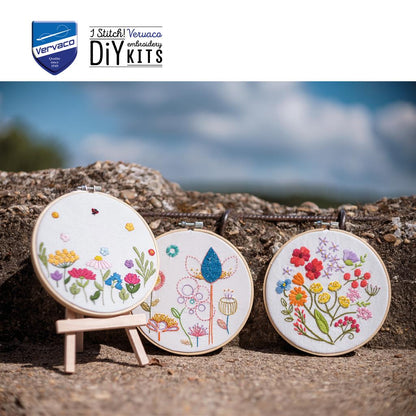 Vervaco | Borduur kit met borduurring Bloemen symfonie | ca. 18 x 18 cm
