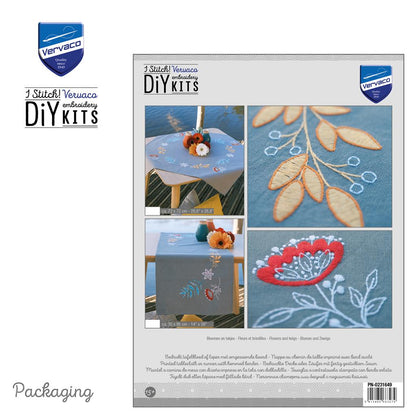 Vervaco | Tafelkleed kit Bloemen en takjes | ca. 72 x 72 cm