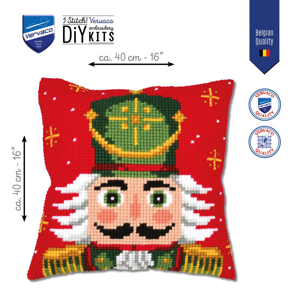 Vervaco | Kruissteekkussen kit Oude notenkraker | ca. 40 x 40 cm