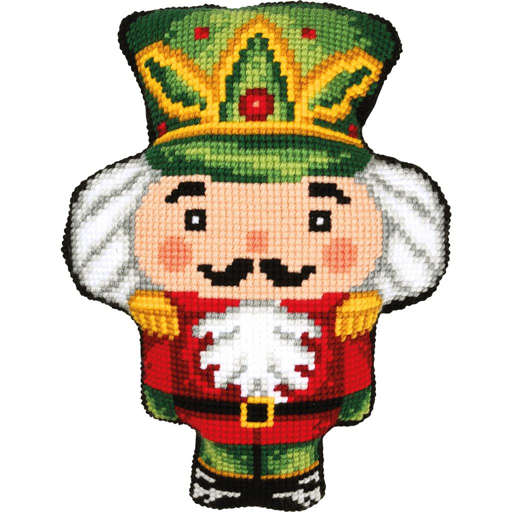 Vervaco | Kruissteekvormkussen kit met rug Notenkrakertje | ca. 36 x 50 cm