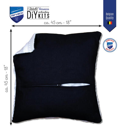 Vervaco | Kussenrug met rits - zwart set van 2 | ca. 45 x 45 cm