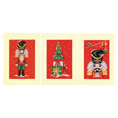 Vervaco | Wenskaart kit Notenkraker set van 3 | ca. 10,5 x 15 cm
