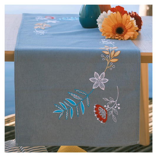 Vervaco | Loper kit Bloemen en takjes | ca. 35 x 95 cm