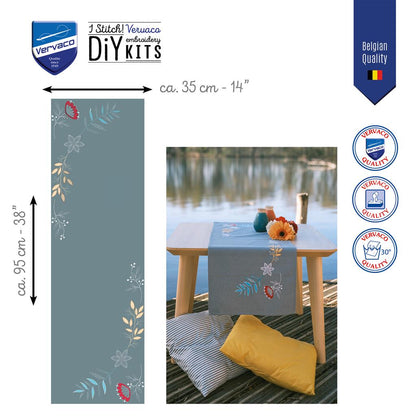 Vervaco | Loper kit Bloemen en takjes | ca. 35 x 95 cm