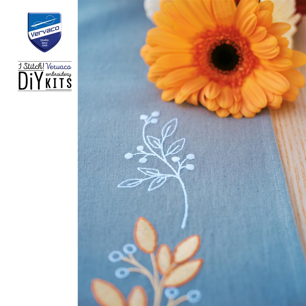 Vervaco | Loper kit Bloemen en takjes | ca. 35 x 95 cm