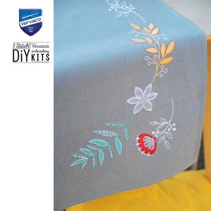 Vervaco | Loper kit Bloemen en takjes | ca. 35 x 95 cm