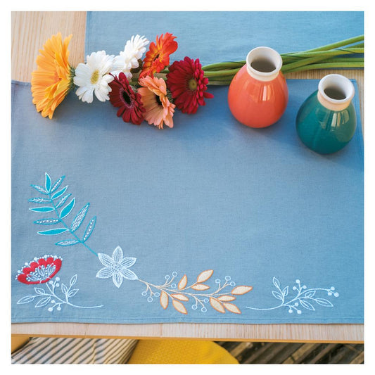 Vervaco | Placemat kit Bloemen en takjes set van 2 | ca. 45 x 35 cm